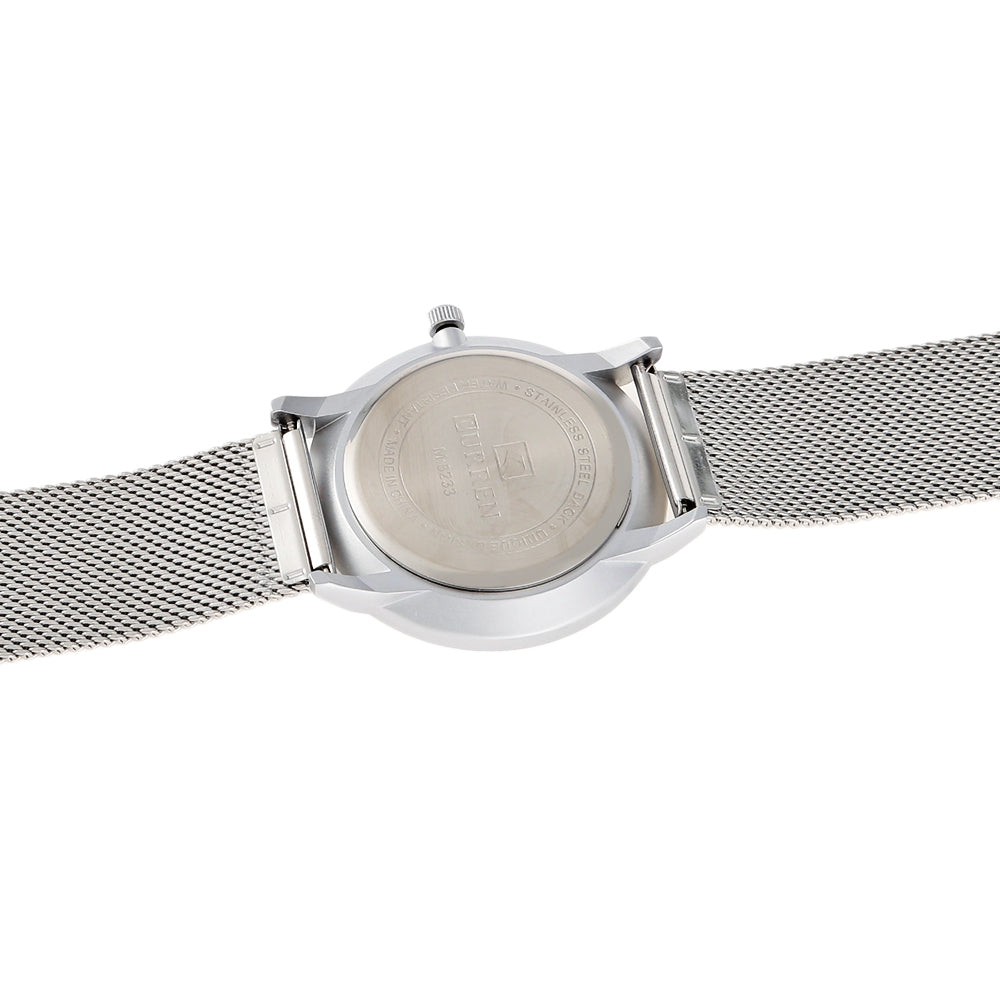 CURREN 8233 Fashion Steel Net Strap Simple Nailed Scale Male Quartz Watch