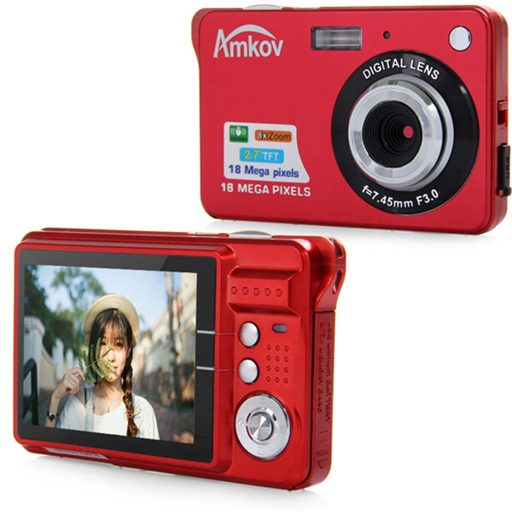 Amkov CDC3 2.7 Inch TFT Screen 18.0MP CMOS 5.0MP Anti-shake Digital Video Camera with 8X Digital...