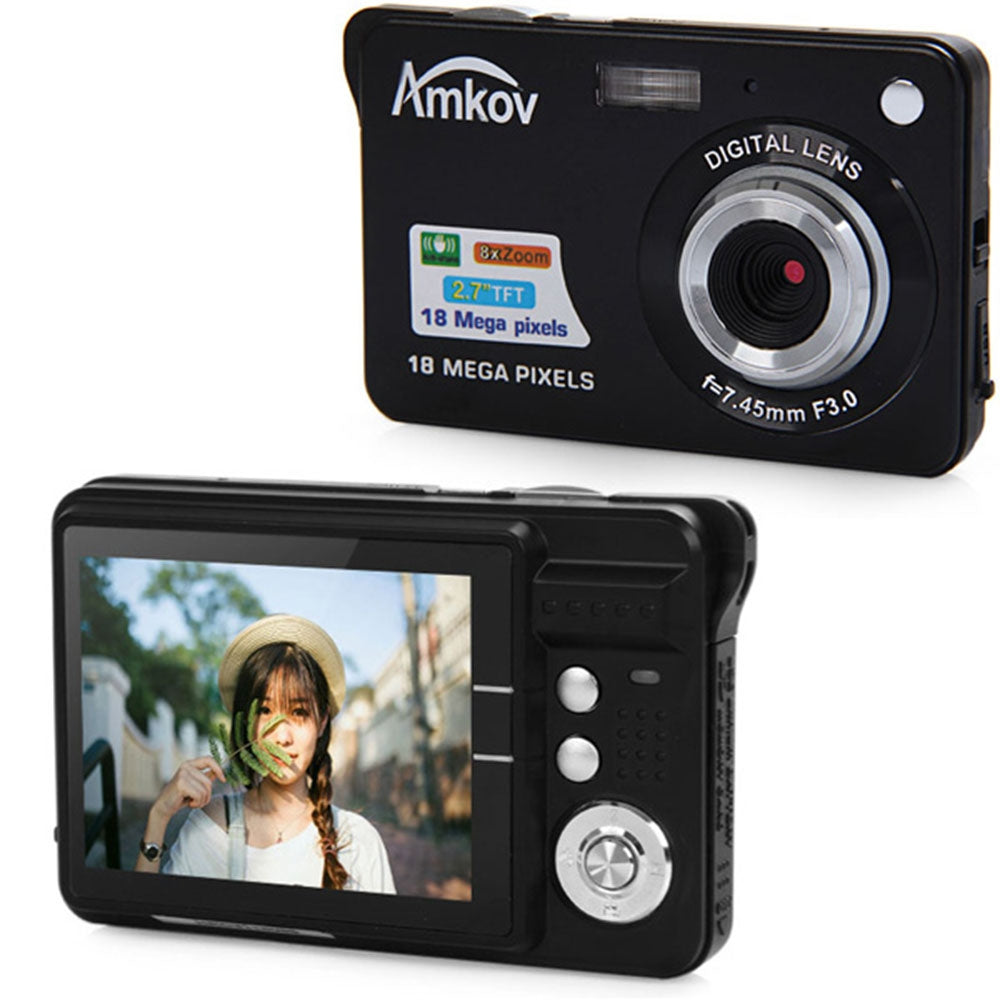 Amkov CDC3 2.7 Inch TFT Screen 18.0MP CMOS 5.0MP Anti-shake Digital Video Camera with 8X Digital...