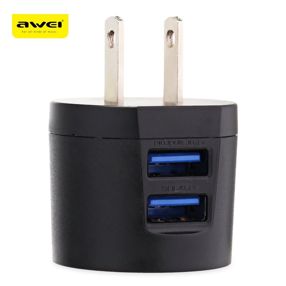 Awei C - 800 Mini Dual USB Ports Power Adapter Nylon Braided Charging Cable Set