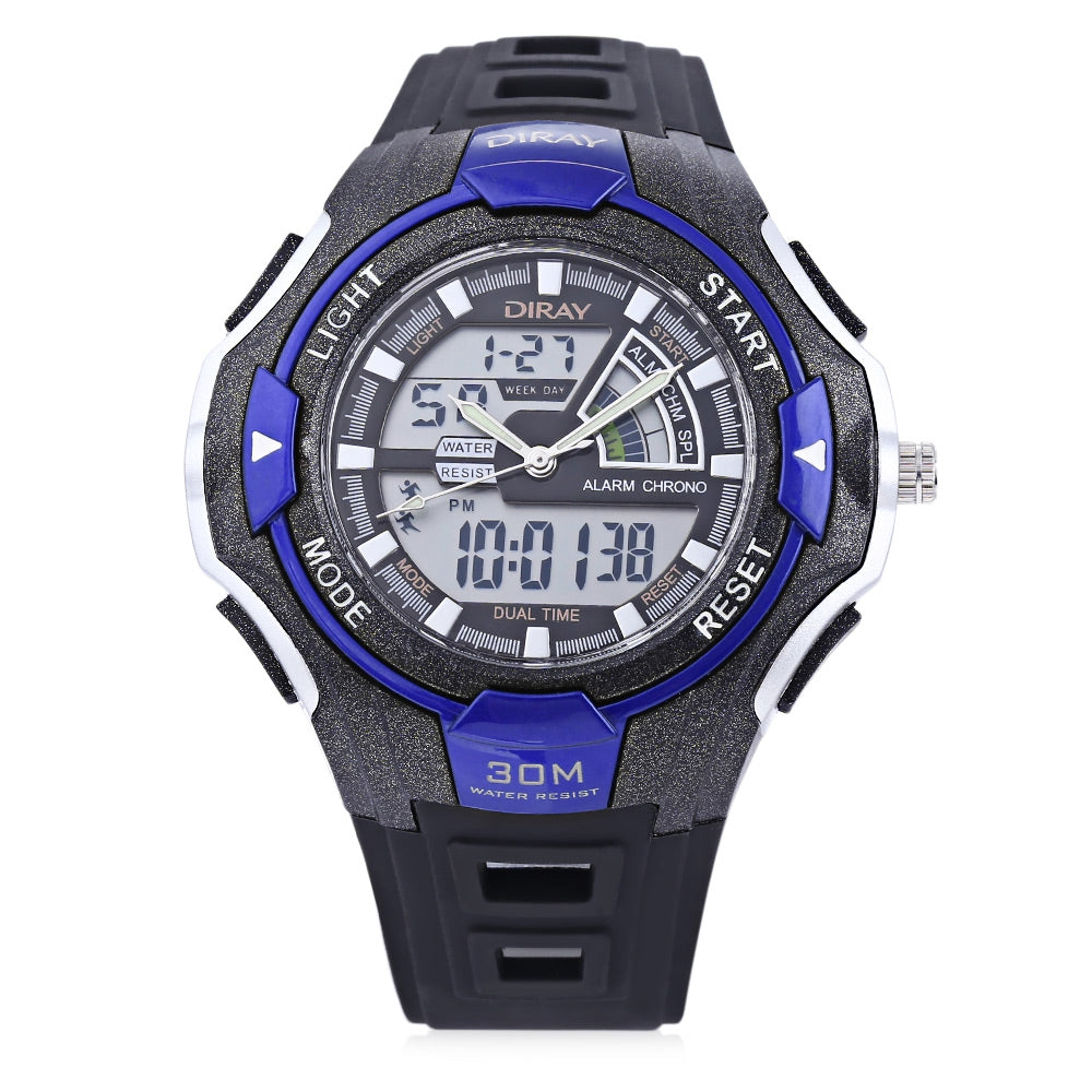 DIRAY DR - 320AD Kids Digital Quartz Watch Date Day Display Alarm 30m Water Resistance Wristwatch