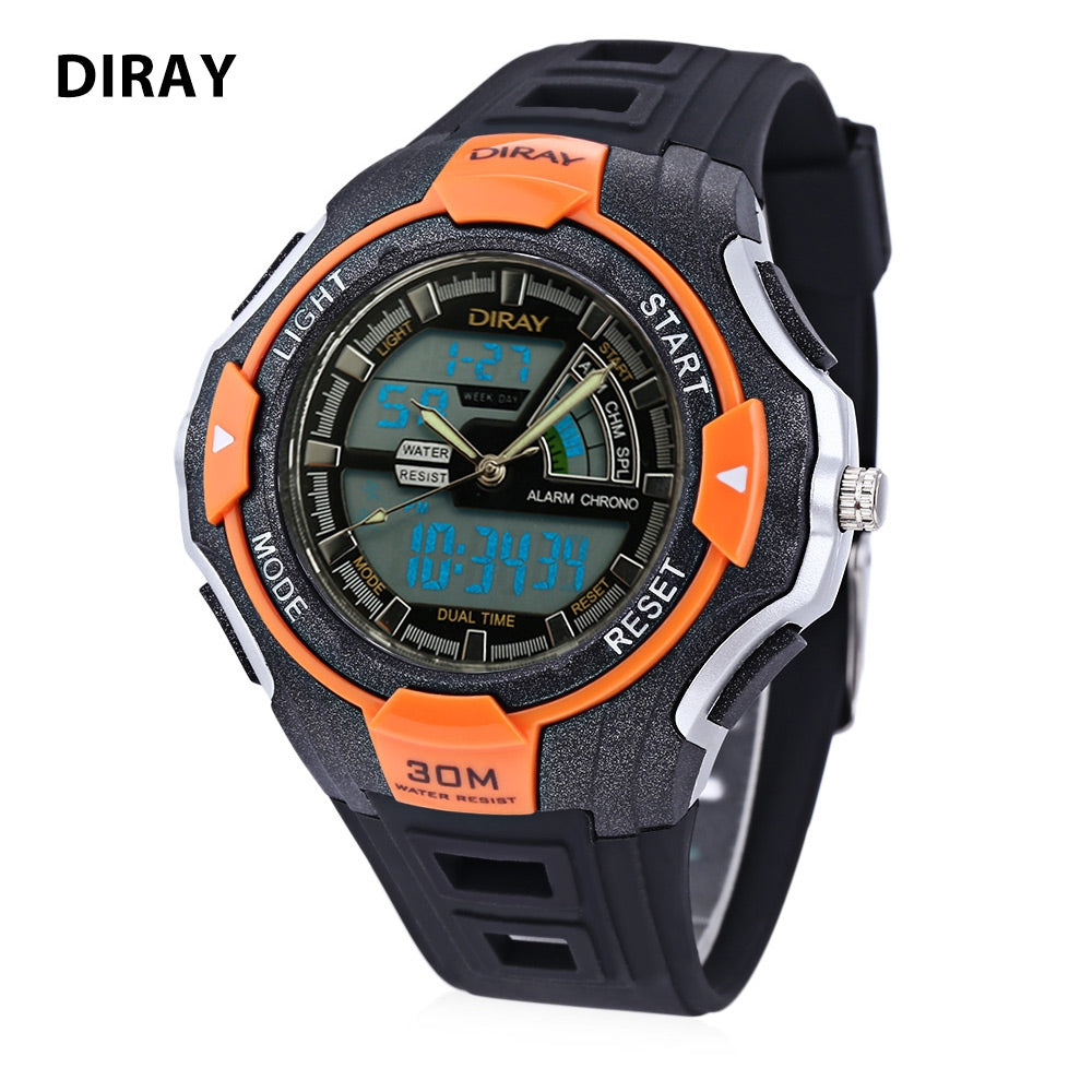 DIRAY DR - 320AD Kids Digital Quartz Watch Date Day Display Alarm 30m Water Resistance Wristwatch