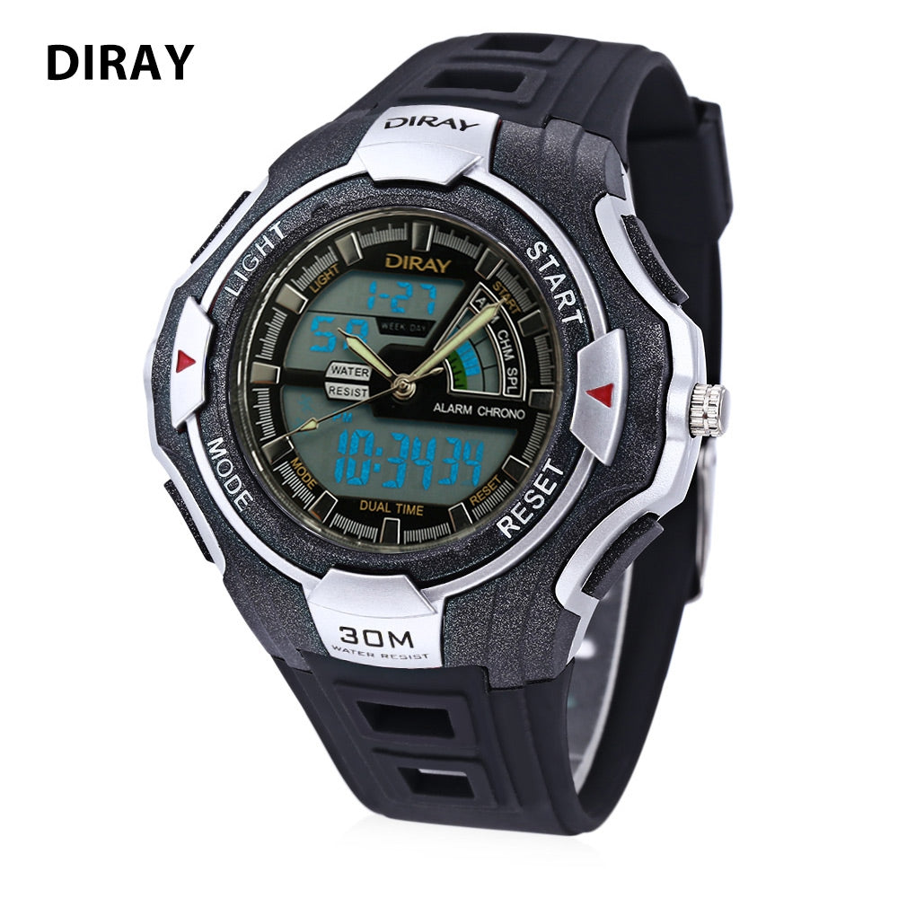 DIRAY DR - 320AD Kids Digital Quartz Watch Date Day Display Alarm 30m Water Resistance Wristwatch