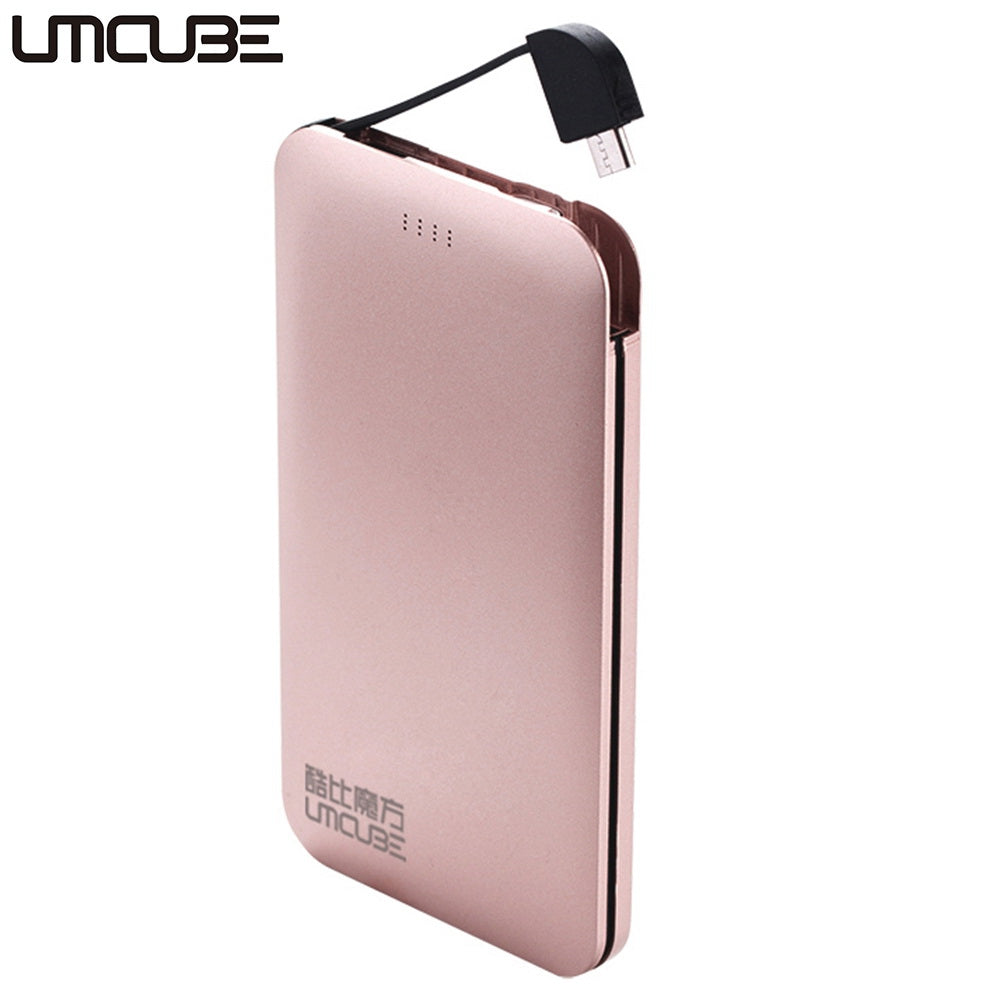 CUBE UMCUBE M50S Ultra-thin 5000mAh Power Bank Built-in Micro USB Cable with 8 Pin Connector Por...