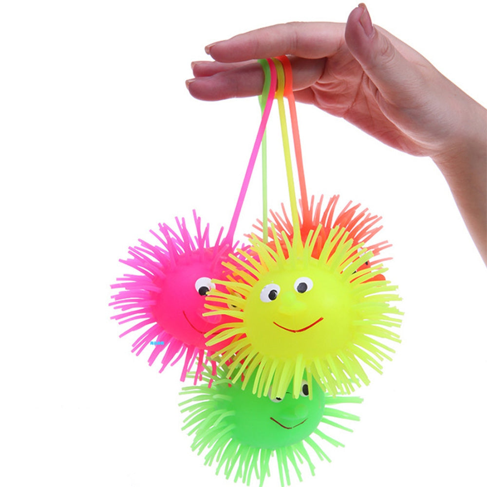 1pc Creative Flash LED Light Up Smile Face Squeeze Hedgehog Ball Toy for Kid