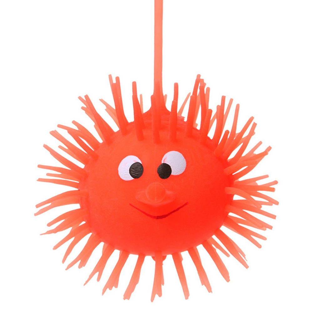 1pc Creative Flash LED Light Up Smile Face Squeeze Hedgehog Ball Toy for Kid