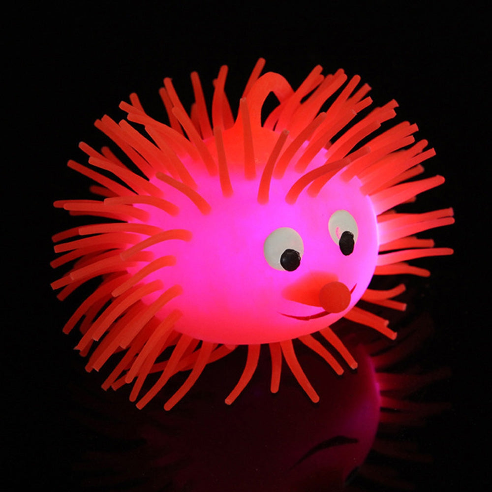 1pc Creative Flash LED Light Up Smile Face Squeeze Hedgehog Ball Toy for Kid