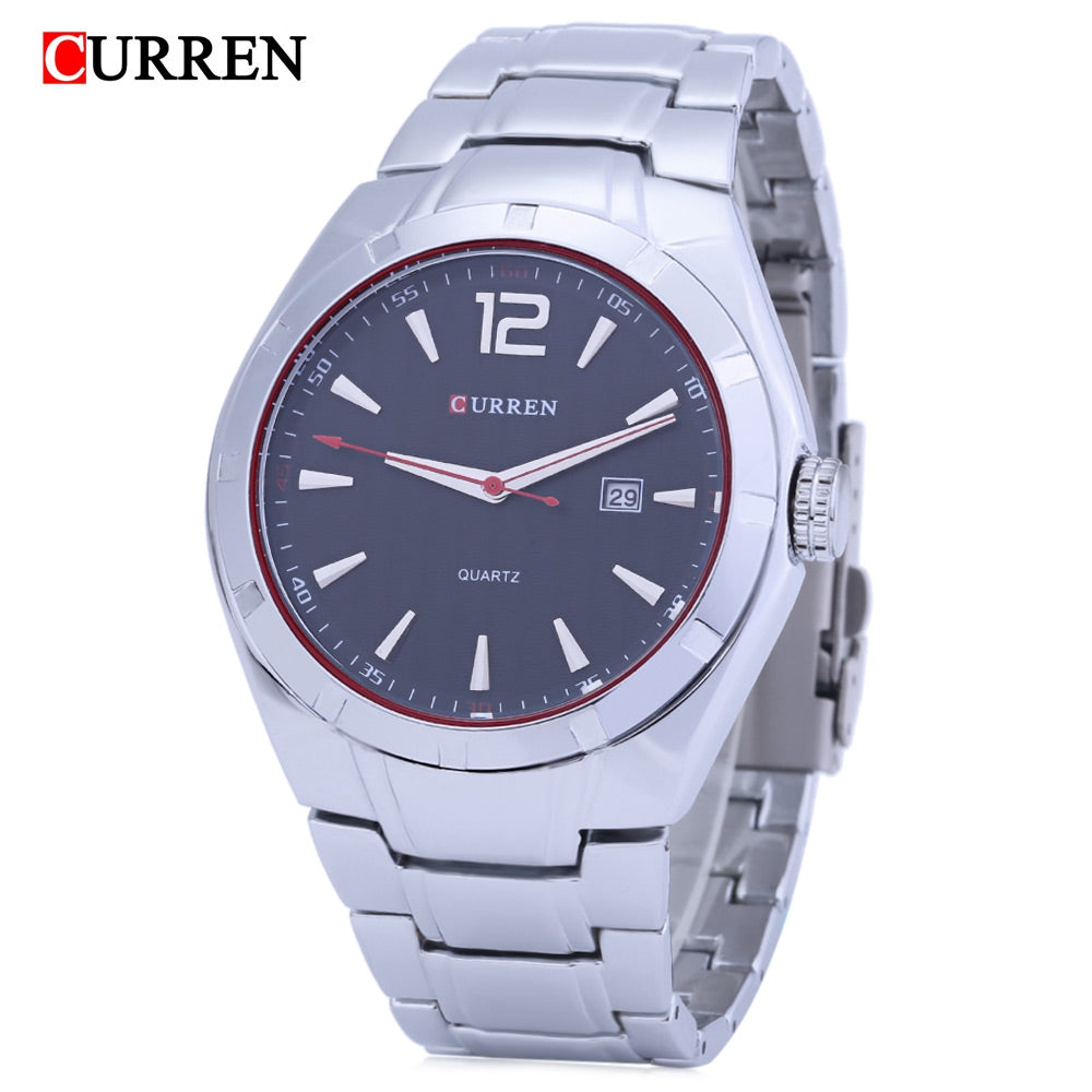 Curren 8103 Male Quartz Watch Date Display Nail Scale Water Resistance Stainless Steel Strap Wri...