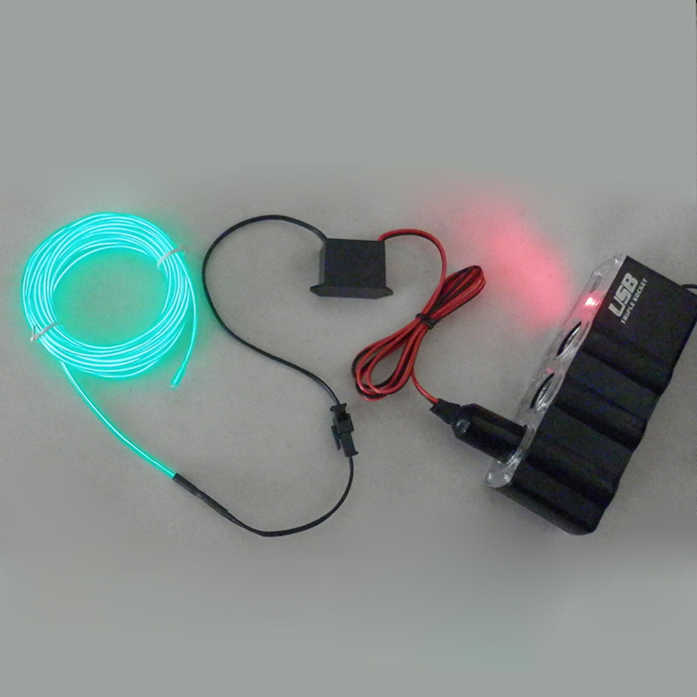 5M Neon EL Wire Glow String Light Car Interior Decor Lamp