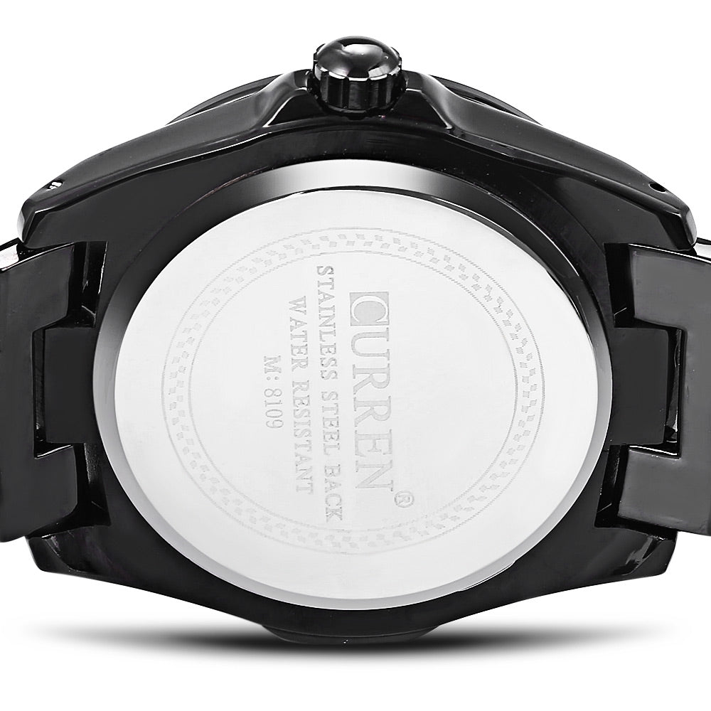 CURREN 8109 Male Quartz Watch Stainless Steel Band Luminous Pointer 30m Water Resistance Wristwatch