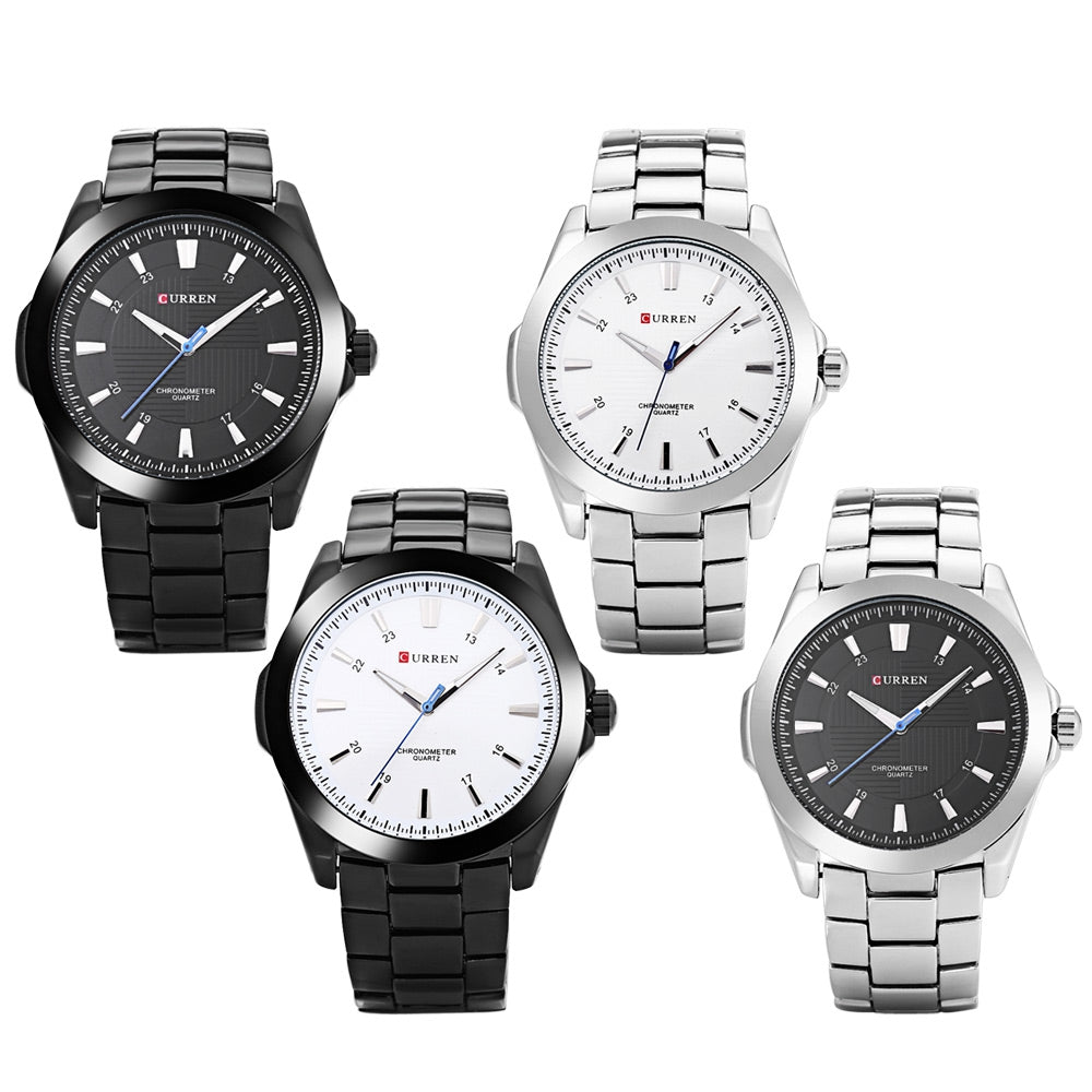 CURREN 8109 Male Quartz Watch Stainless Steel Band Luminous Pointer 30m Water Resistance Wristwatch