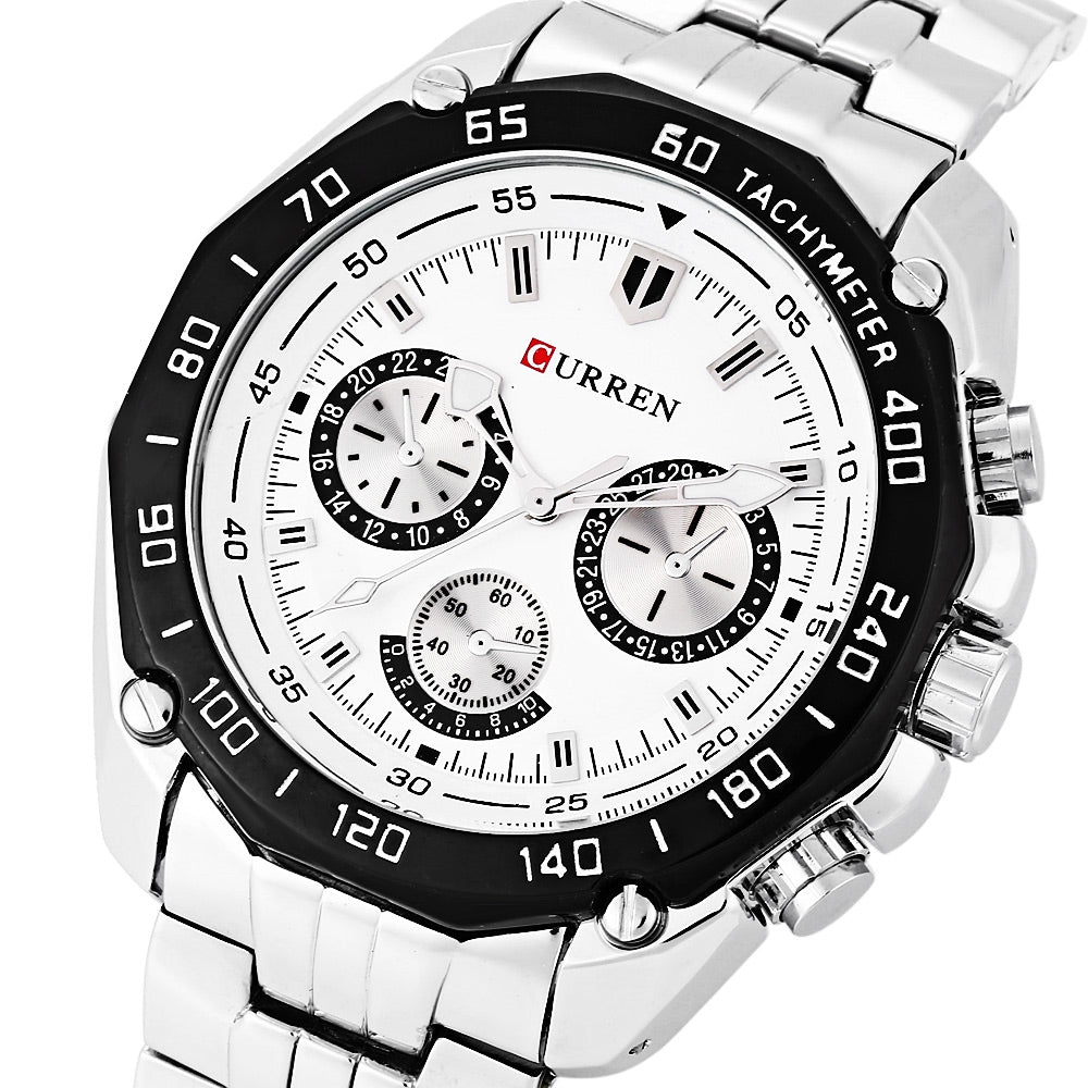 CURREN 8077 Male Quartz Watch Luminous Pointer Three Decorative Sub-dials 3ATM Wristwatch
