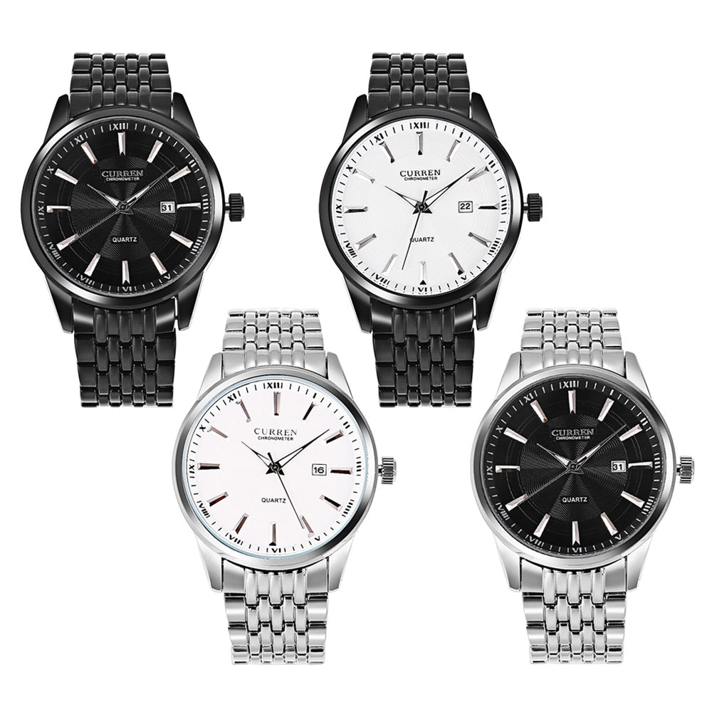 Curren 8052 Male Quartz Watch Date Display Luminous Stainless Steel Strap Water Resistance Wrist...