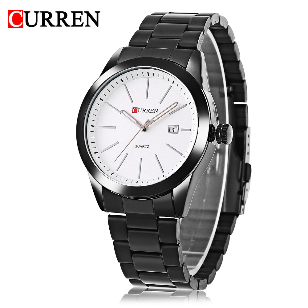 Curren 8091 Men Quartz Watch Date Display Luminous Water Resistance Stainless Steel Strap Wristw...