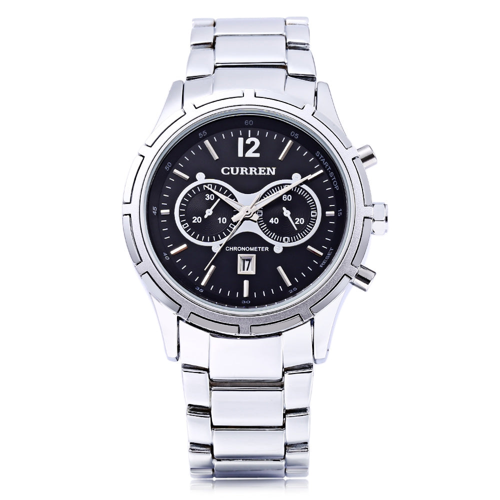 Curren 8045 Men Quartz Watch Date Display 3ATM Decorative Sub-dial Wristwatch