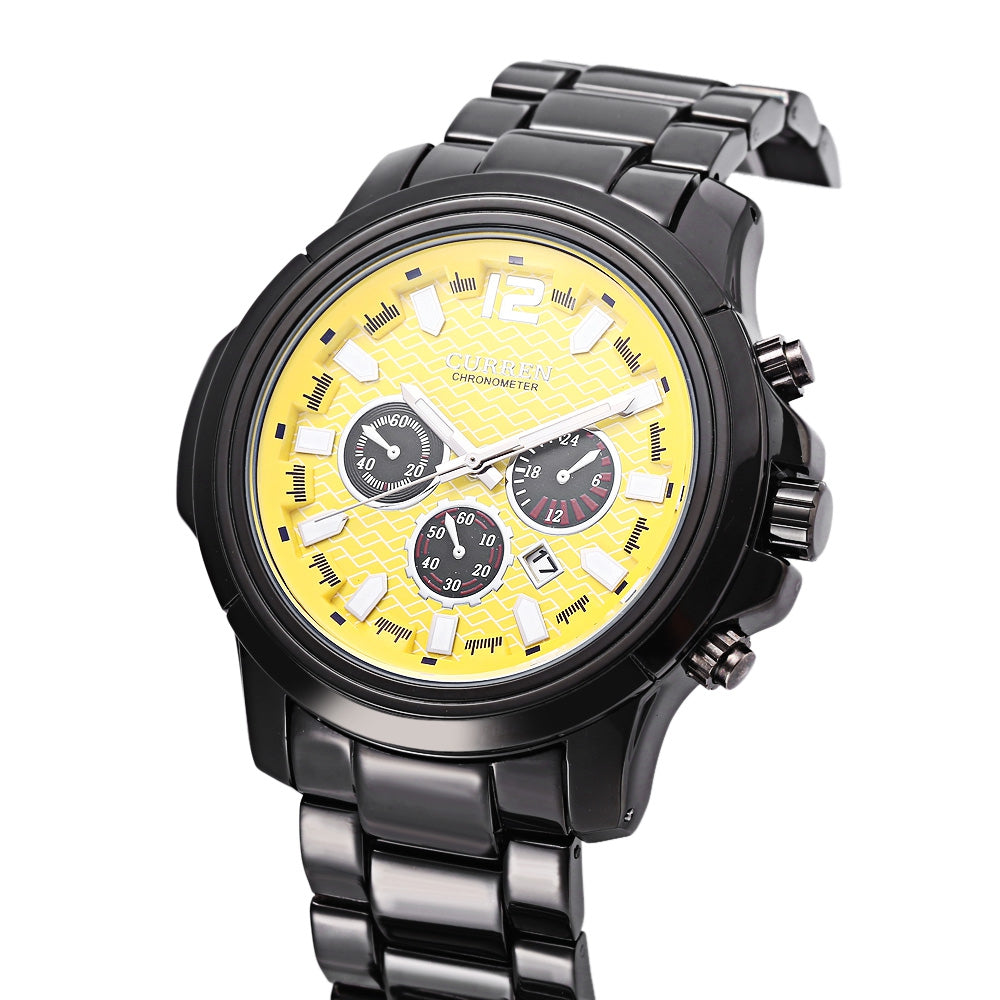 Curren 8059 Male Quartz Watch Luminous Decorative Sub-dial Calendar 3ATM Wristwatch