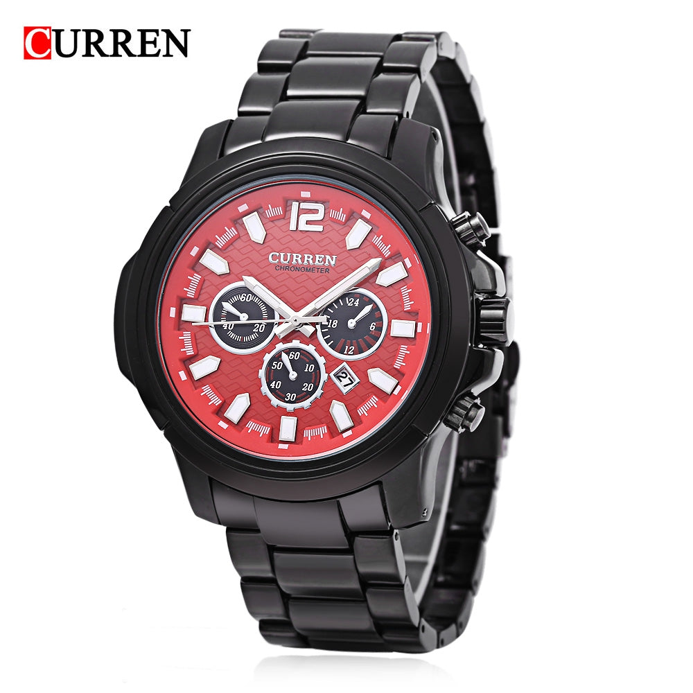 Curren 8059 Male Quartz Watch Luminous Decorative Sub-dial Calendar 3ATM Wristwatch