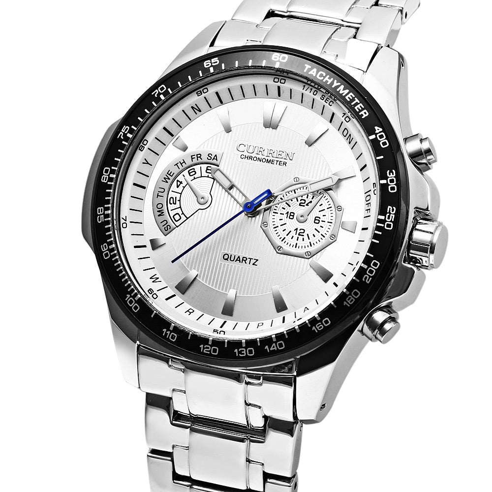 Curren 8020 Men Quartz Watch Decorative Sub-dial Luminous 3ATM Wristwatch