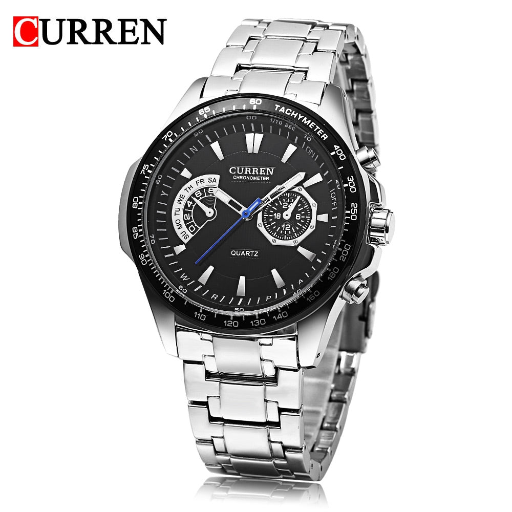 Curren 8020 Men Quartz Watch Decorative Sub-dial Luminous 3ATM Wristwatch