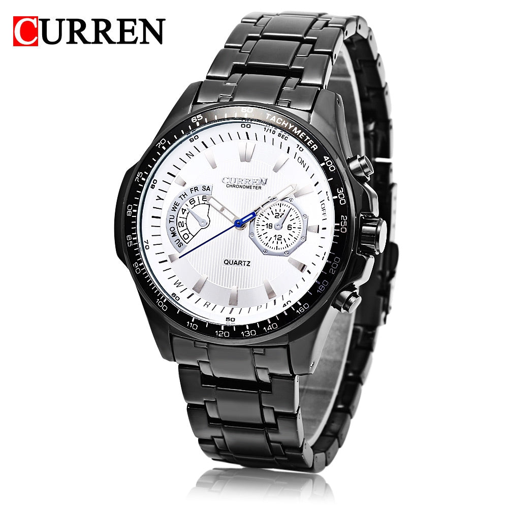 Curren 8020 Men Quartz Watch Decorative Sub-dial Luminous 3ATM Wristwatch