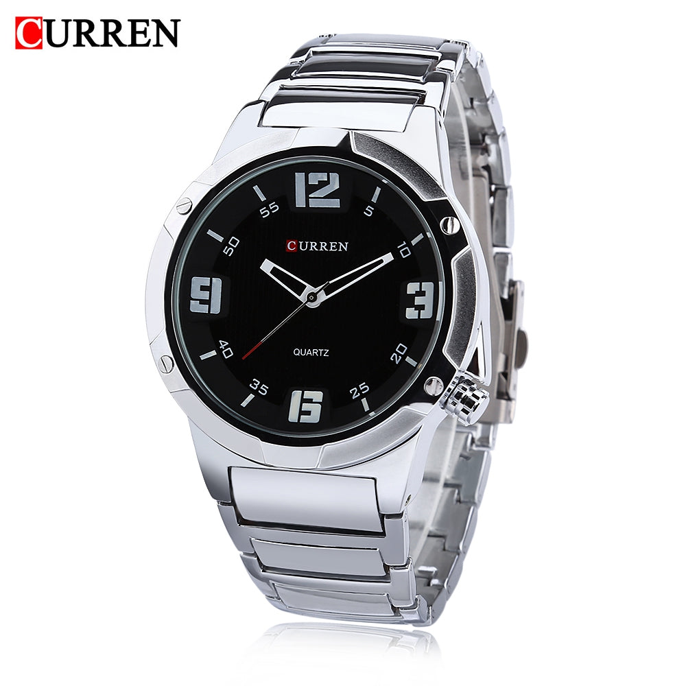 CURREN 8111 Male Quartz Watch Concise Dial 30m Water Resistance Stainless Steel Strap Wristwatch
