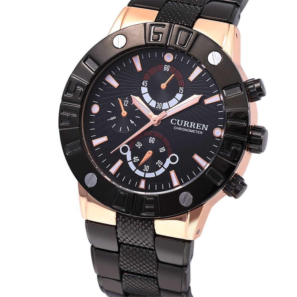 Curren 8006 Men Quartz Watch Decorative Sub-dial Luminous Scale 3ATM Wristwatch