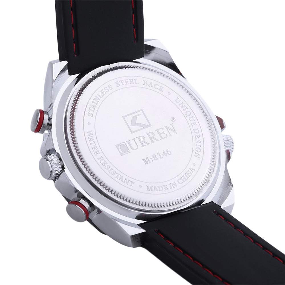 CURREN 8146 Male Quartz Watch Luminous Pointer Three Decorative Sub-dials 3ATM Wristwatch