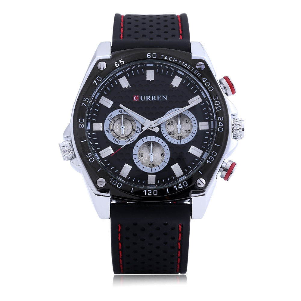 CURREN 8146 Male Quartz Watch Luminous Pointer Three Decorative Sub-dials 3ATM Wristwatch