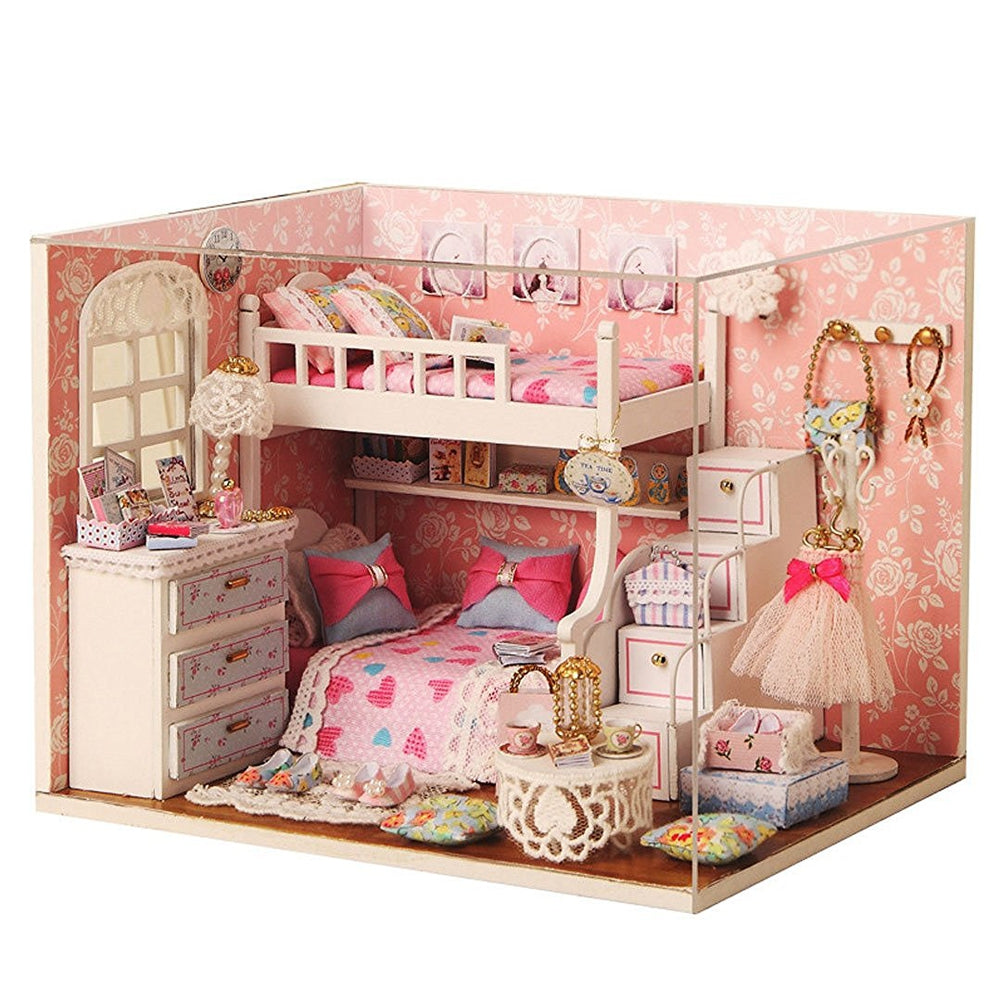CUTEROOM H - 006 DIY Wooden House Furniture Handcraft Miniature Box Kit with Cover LED Light - D...