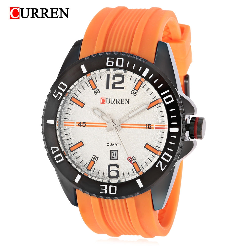 Curren 8178 Male Quartz Watch Day Rubber Band Round Dial