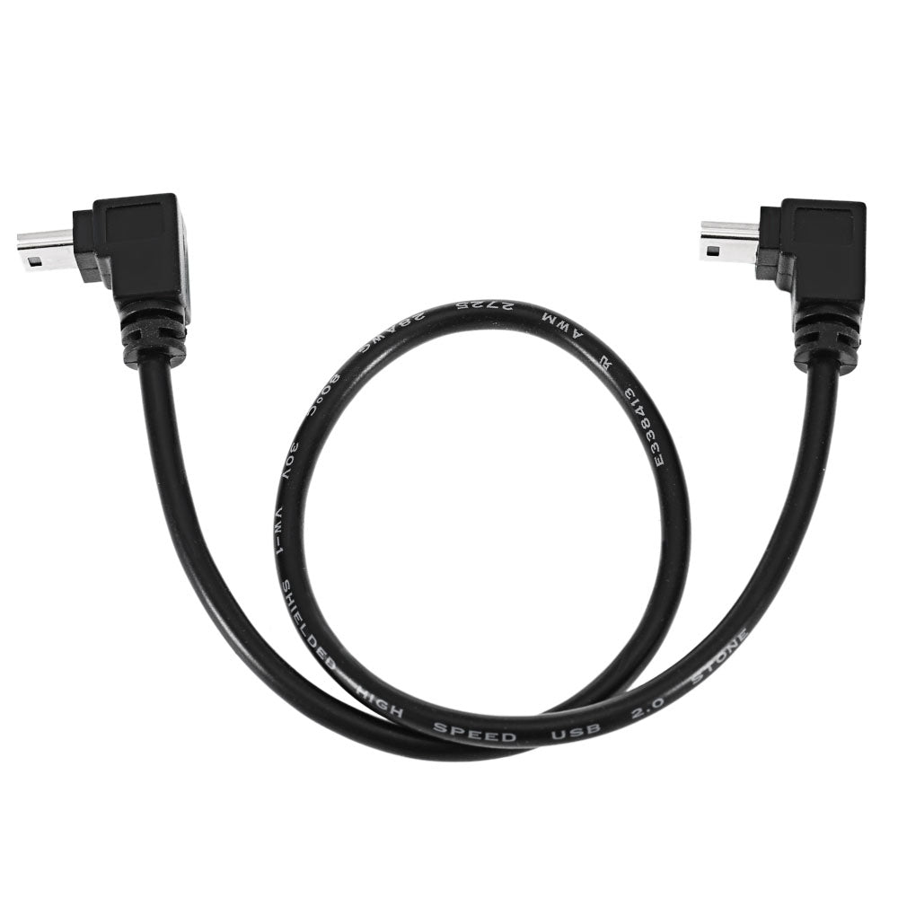 CY 5 Pin Mini USB Male to Male Data Charge Cable Up Angled 90 Degree 30cm