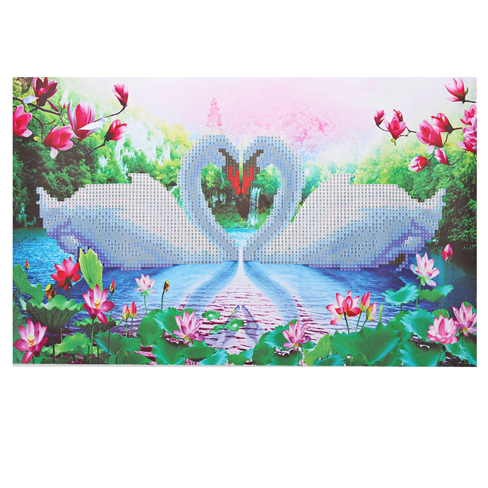 30 x 45cm 5D Couple Swan Lake Full Drilled Needlework DIY Diamond Painting Cross Stitch Tool