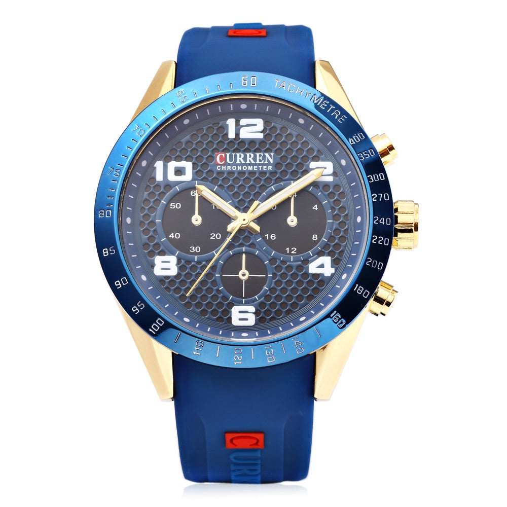 Curren 8167 Hollow Out Face Fashion Male Quartz Watch with Rubber Band