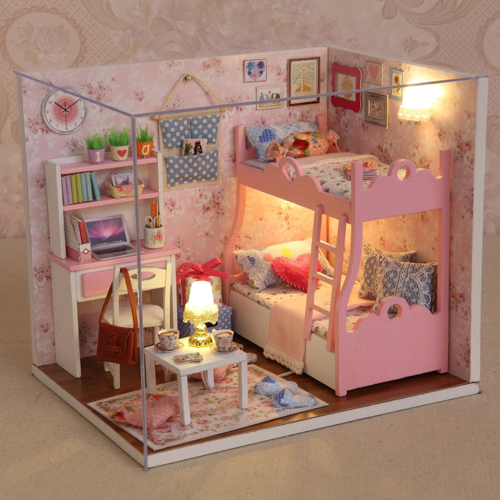 CUTEROOM H - 012 - A DIY Wooden House Furniture Handcraft Miniature Box Kit with Cover LED Light...