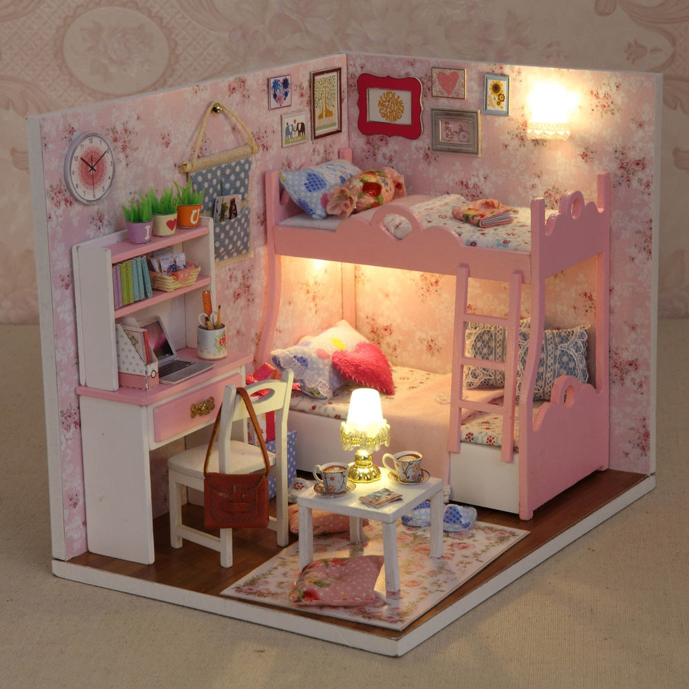 CUTEROOM H - 012 - A DIY Wooden House Furniture Handcraft Miniature Box Kit with Cover LED Light...