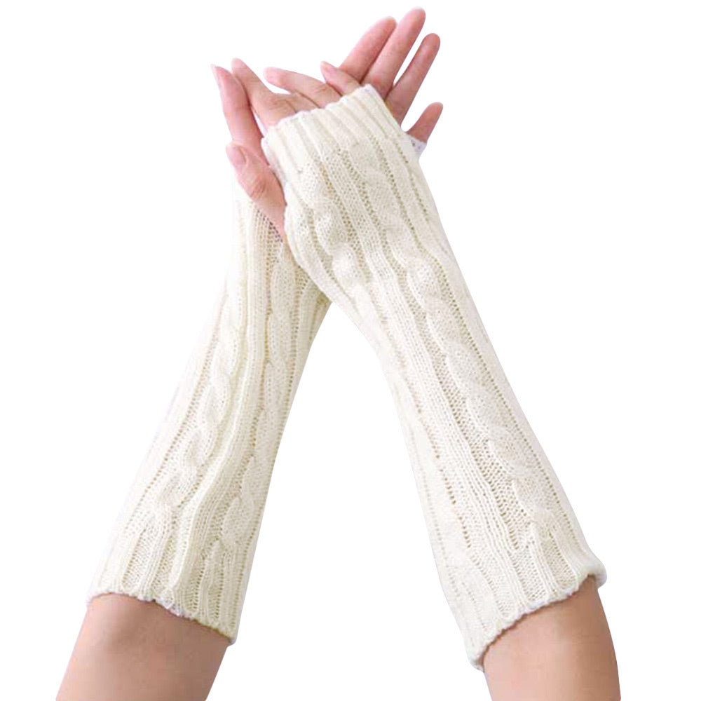 Casual Decoration Elastic Band Ladies Knitting Warm Long Gloves