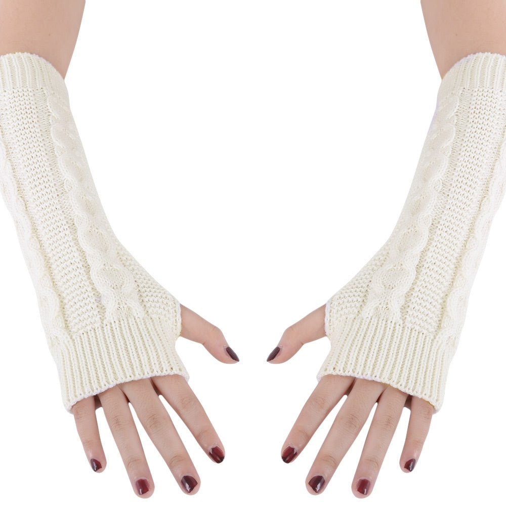 Casual Decoration Elastic Band Ladies Knitting Warm Long Gloves