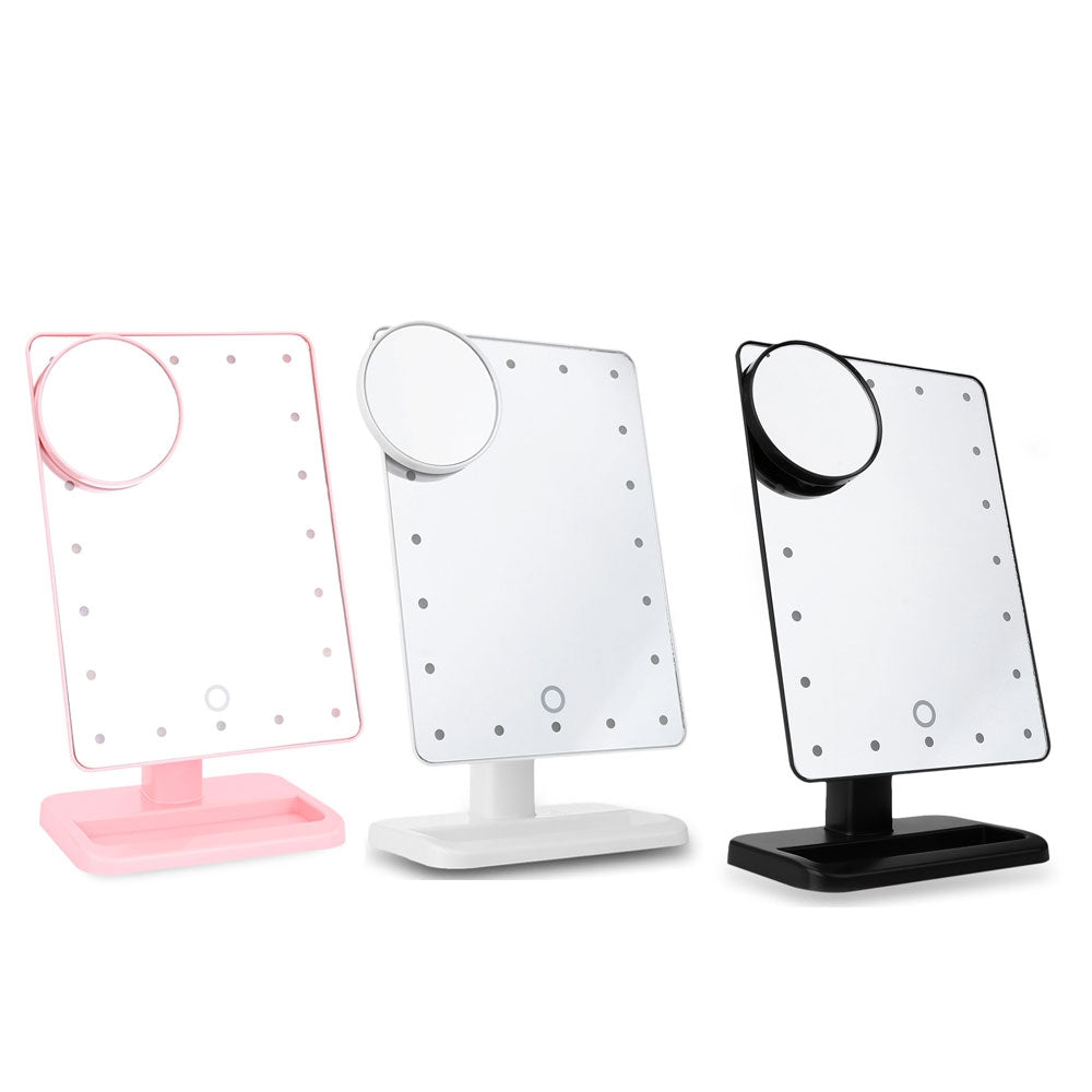 20 LEDs Touch Screen Folding Toilet Lighted Makeup Mirror