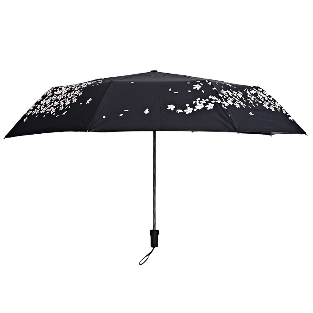 3 Folding 3D Flower Print Anti UV Sunshade Women Parasol Umbrella