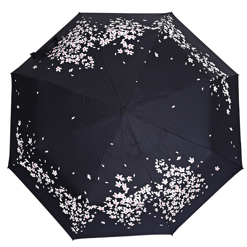 3 Folding 3D Flower Print Anti UV Sunshade Women Parasol Umbrella