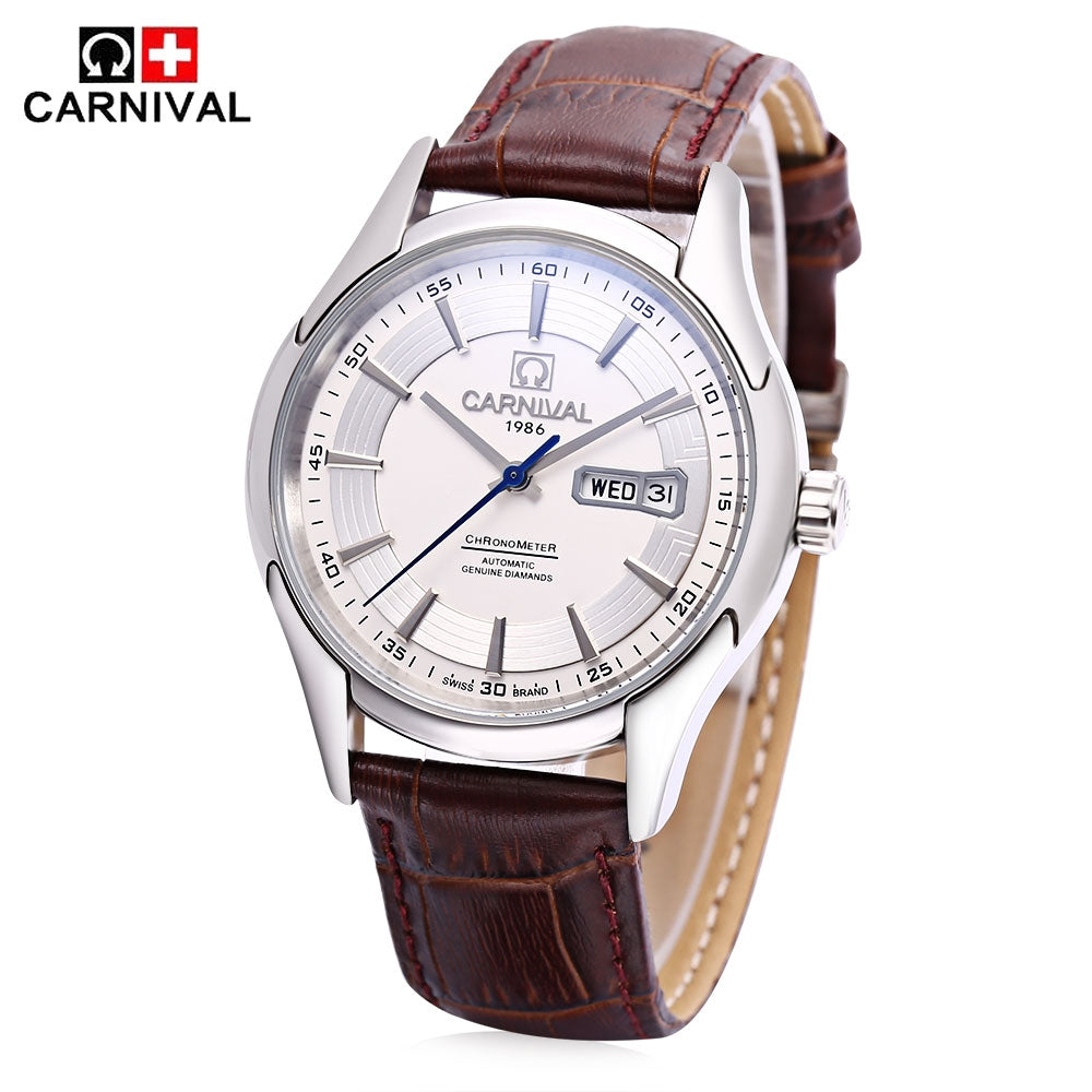 CARNIVAL 8623G Male Auto Mechanical Watch Imported Movt Date Day Display Wristwatch