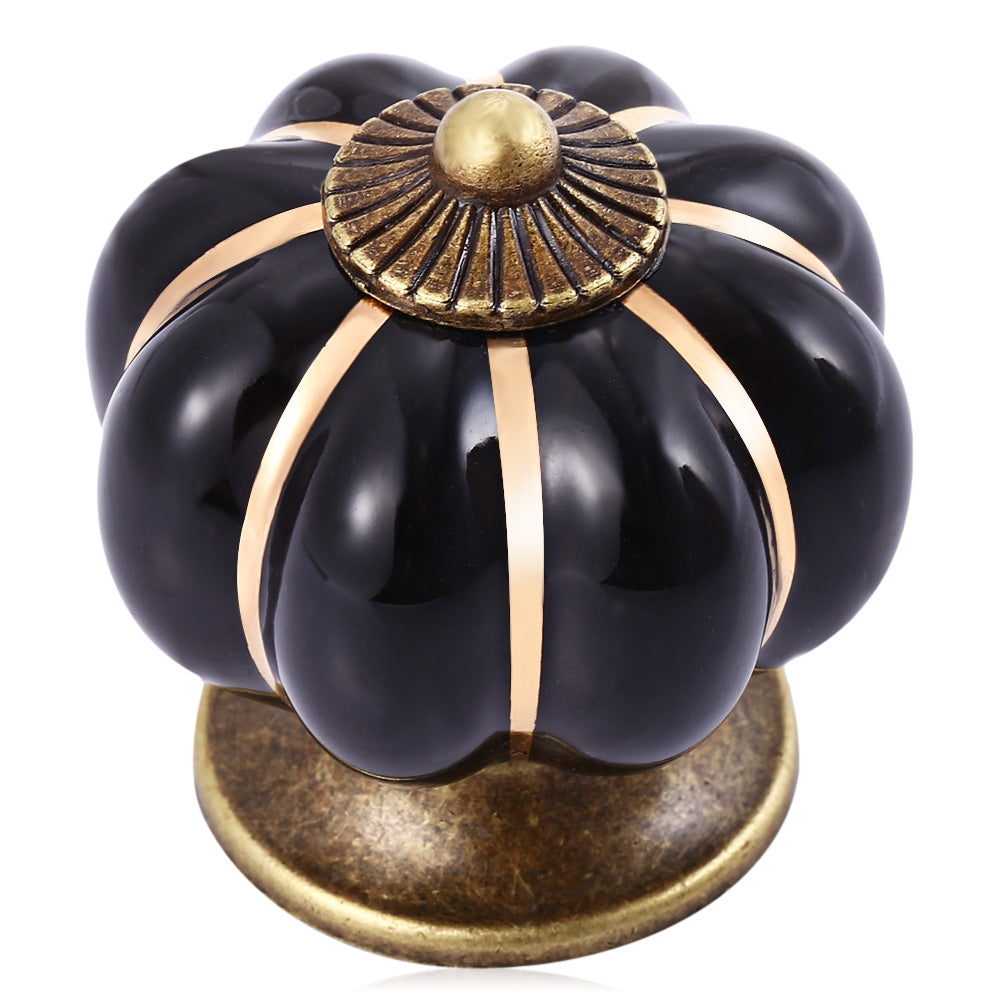 Country Style Ceramic Pumpkin Shape Drawer Cabinet Wardrobe Handle Knob with Screw