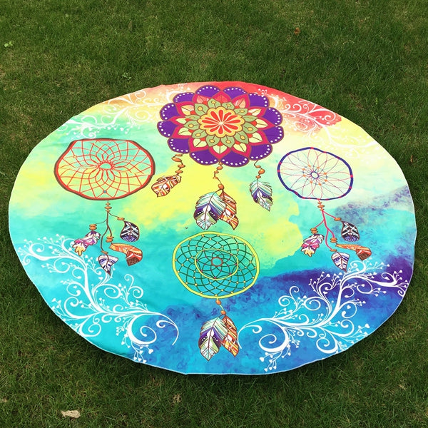 Dreamcatcher Print Round Beach Throw