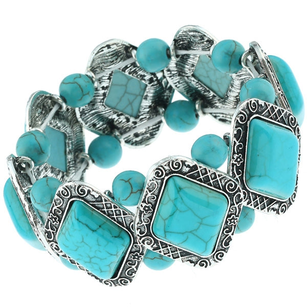 Bohemian Faux Turquoise Geometric Bracelet