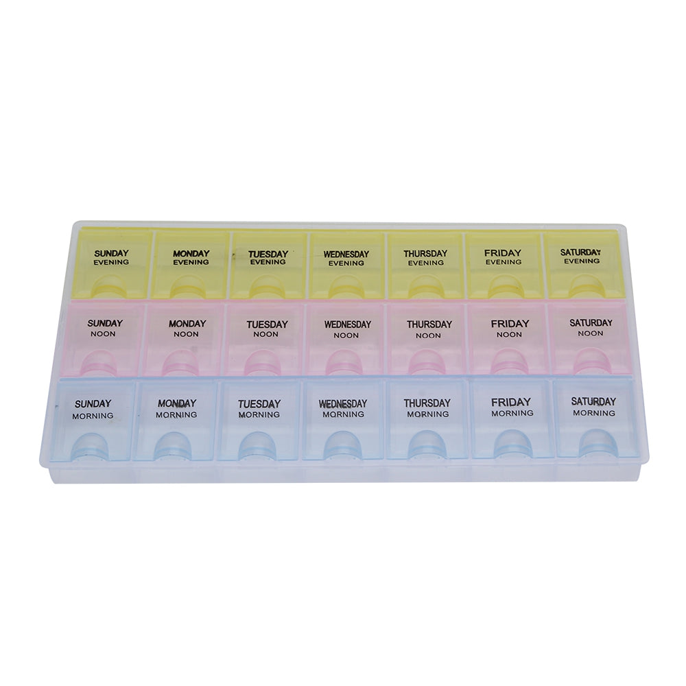 21 Compartments Weekly Medicine Reminder Tablet Storage Container