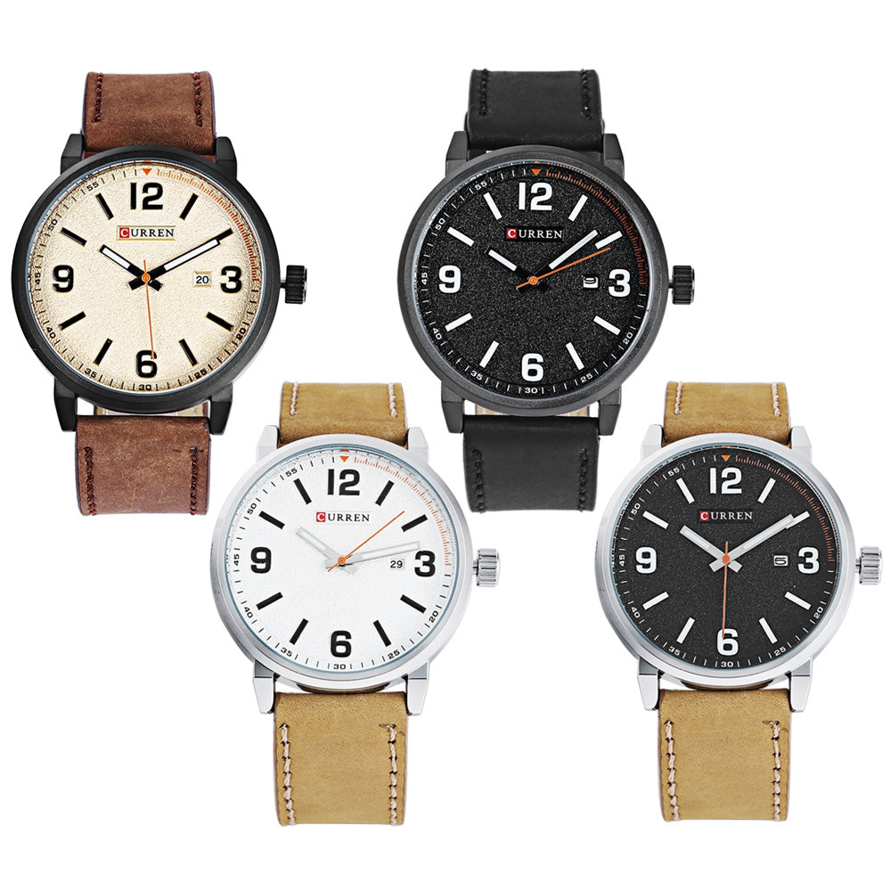 Curren 8218 Male Quartz Watch Frosted Dial Calendar Luminous Men Business Wristwatch