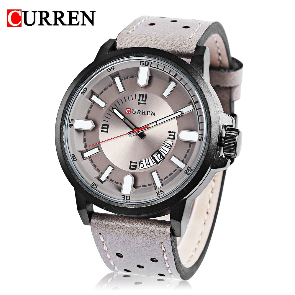 Curren 8228 Male Quartz Watch Calendar Stereo Dial Luminous Men Business Wristwatch