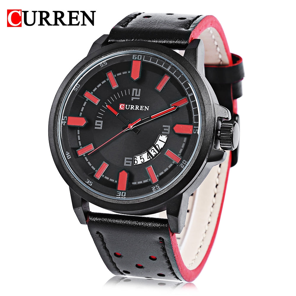 Curren 8228 Male Quartz Watch Calendar Stereo Dial Luminous Men Business Wristwatch