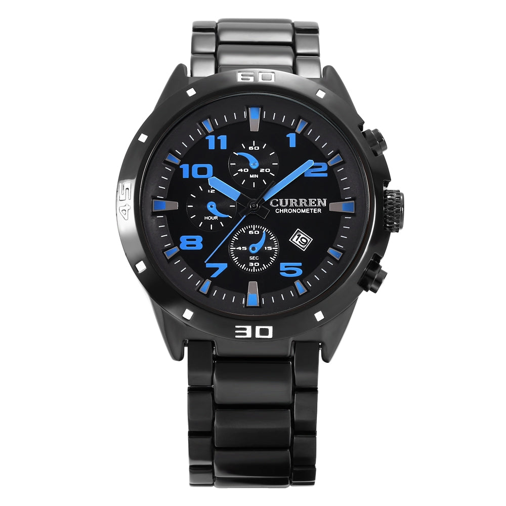 CURREN 8021 Male Quartz Watch 30m Water Resistance Decorative Sub-dial Date Display Wristwatch