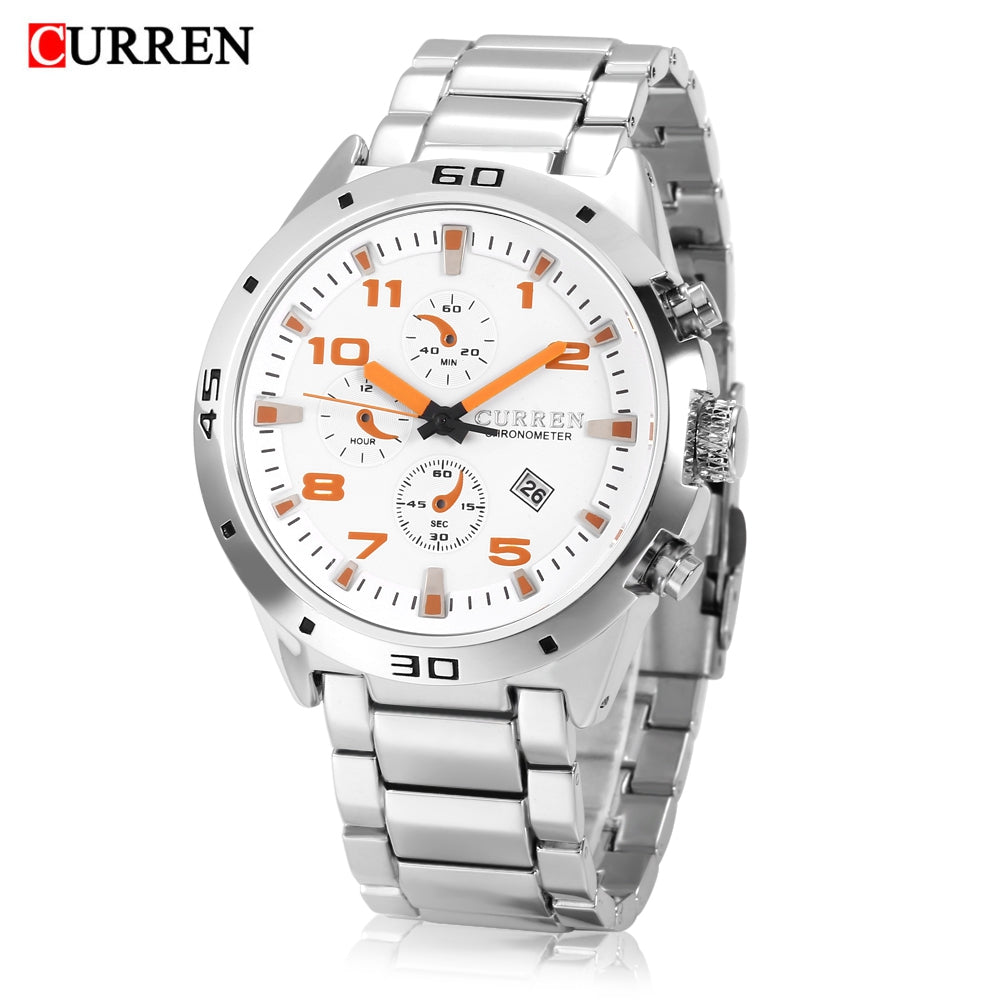 CURREN 8021 Male Quartz Watch 30m Water Resistance Decorative Sub-dial Date Display Wristwatch